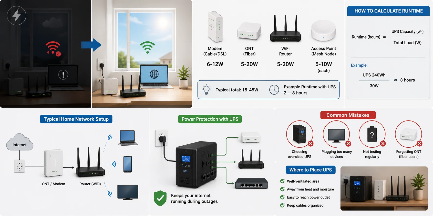 Router bị mất mạng khi cúp điện: giải pháp dùng UPS cho Router WiFi tại nhà