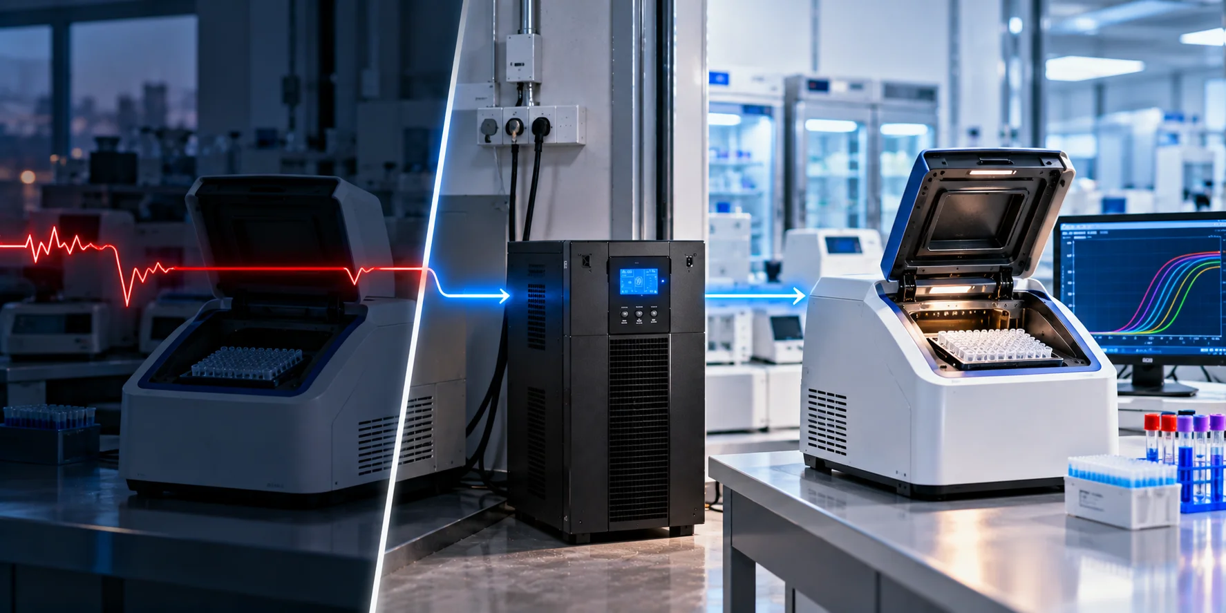 Sụt áp trên máy Real-time PCR/qPCR: nguyên nhân, rủi ro sai lệch Ct và giải pháp UPS Online
