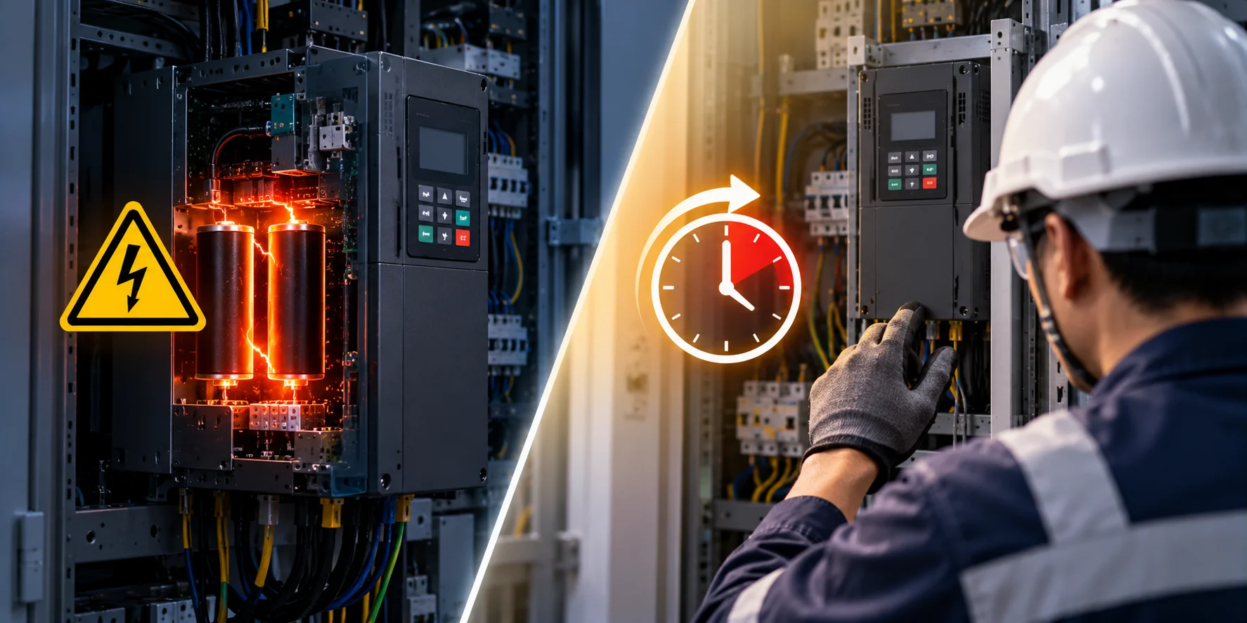 Mất điện hoàn toàn trên Biến tần Delta VFD-E: cảnh báo điện áp nguy hiểm vẫn còn sau 10 phút tắt điện, và quy trình an toàn trước khi chạm vào máy