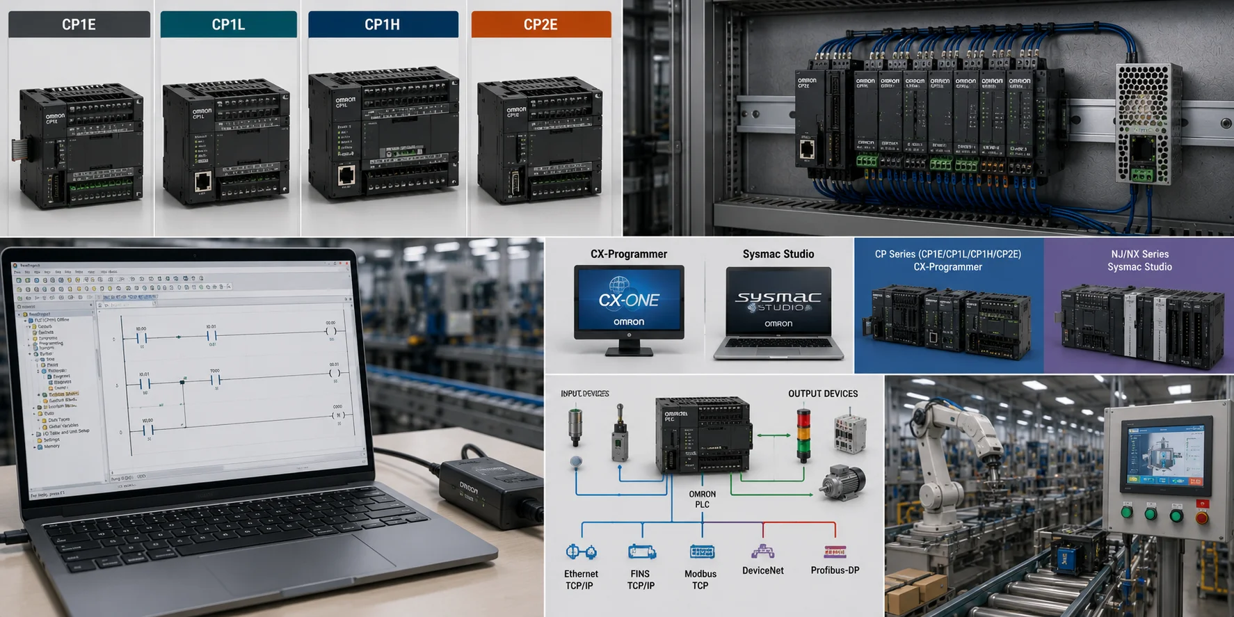 PLC Omron là gì? Tổng quan dòng CP1E, CP1H, CJ, CS và phần mềm CX-Programmer