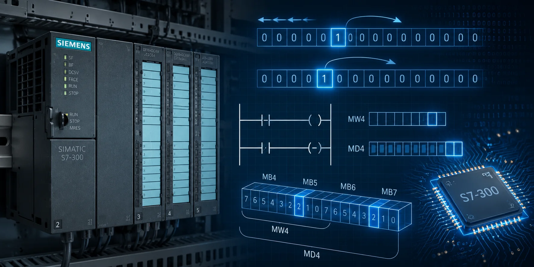 Định địa chỉ Bit và các phép Dịch/Xoay Bit trên Siemens S7-300