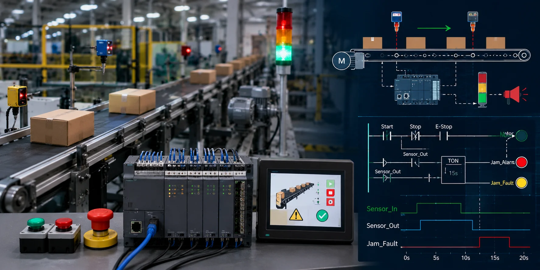Lập trình PLC điều khiển băng tải: Nguyên lý hoạt động và ví dụ thực tế chi tiết