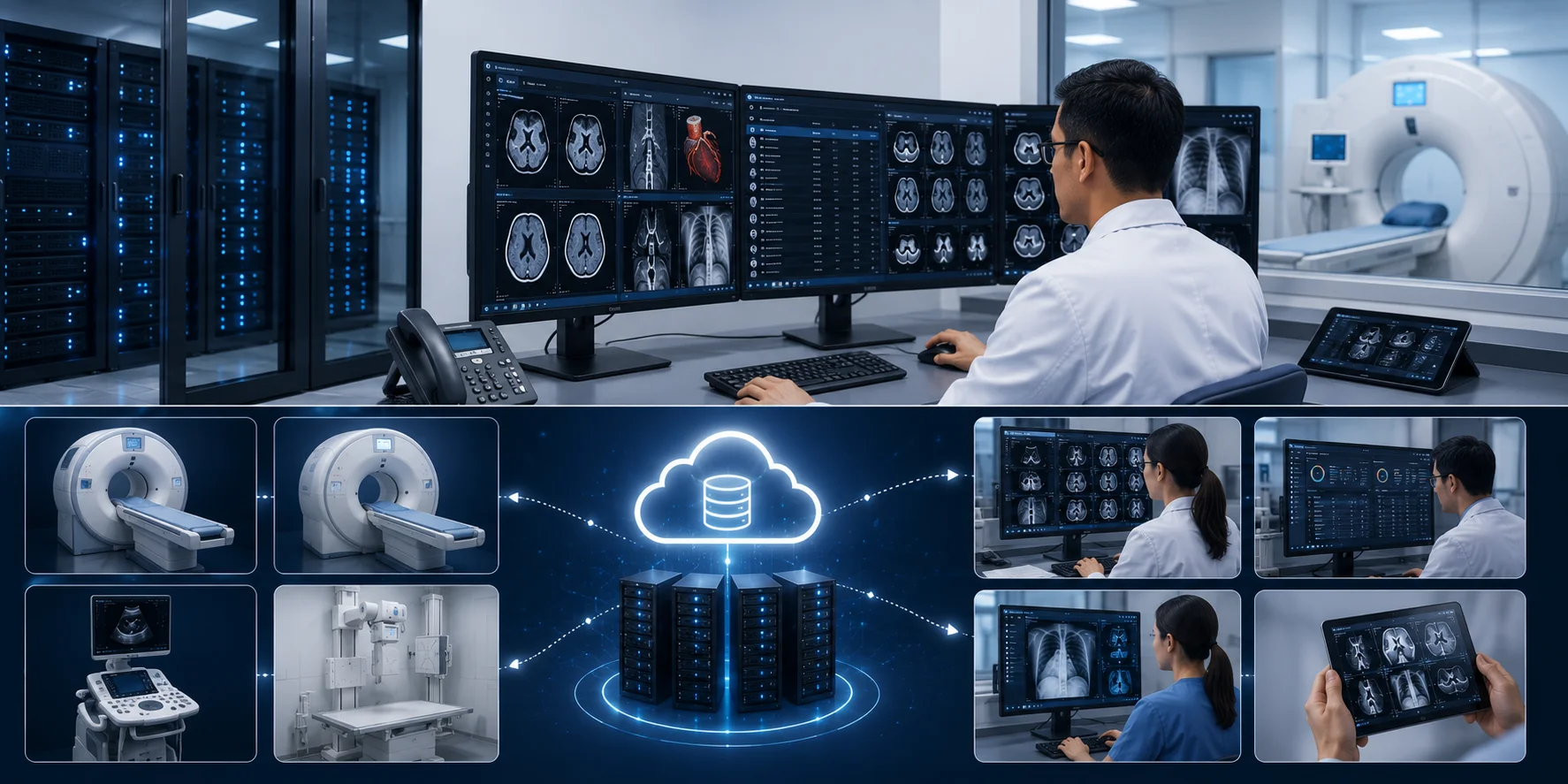 Top phần mềm/hệ thống PACS phổ biến: Minerva, Vue PACS, Carestream, GE PACS