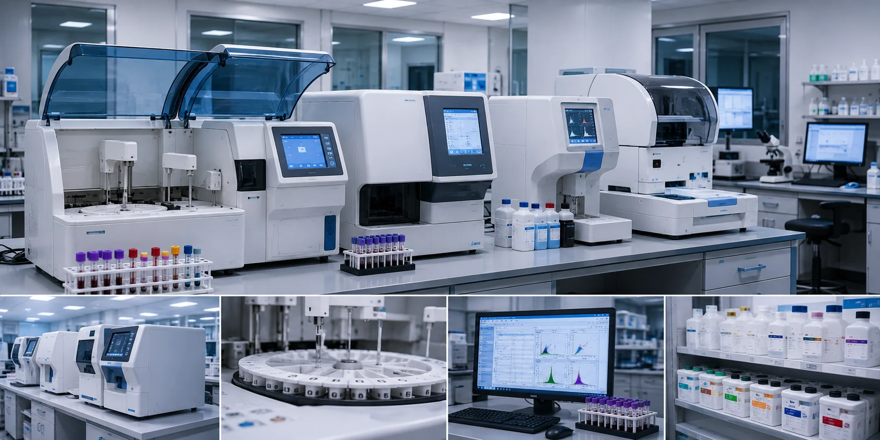 Top máy xét nghiệm huyết học/sinh hóa tự động (Mindray, Roche, Abbott, Sysmex...)