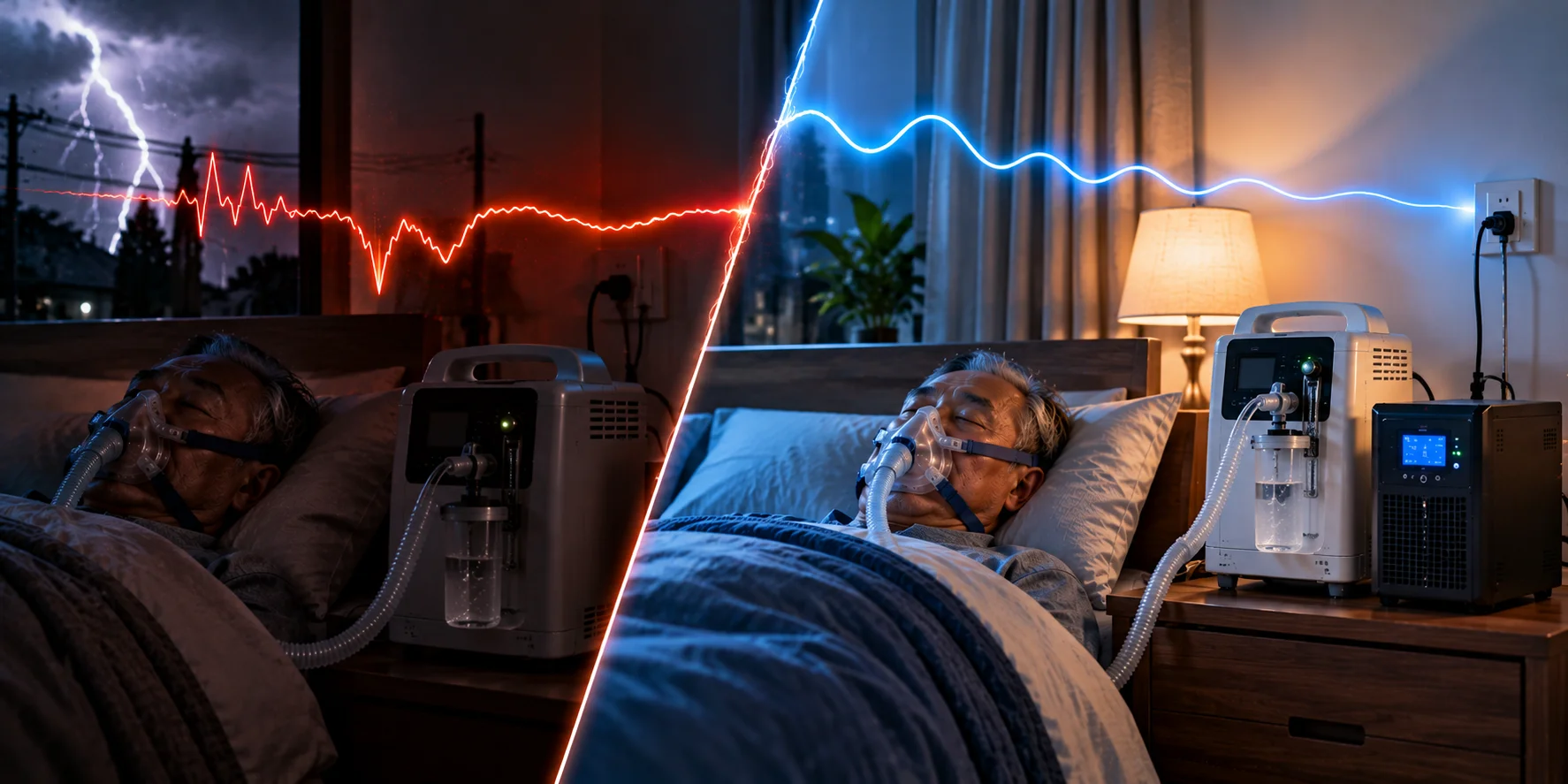 Brownout và Surge trên Máy tạo Oxy và Máy thở CPAP: hao mòn máy nén/motor do chạy liên tục dưới điện áp thấp và nguy cơ sét/surge tại nhà