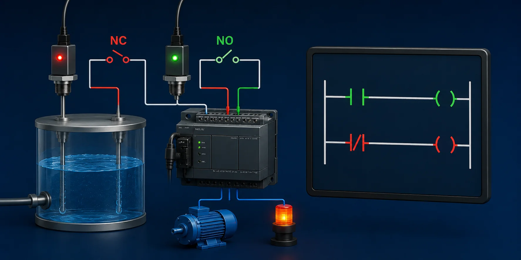 PLC Normally Open (NO) và Normally Closed (NC): Làm rõ trong Ladder Logic