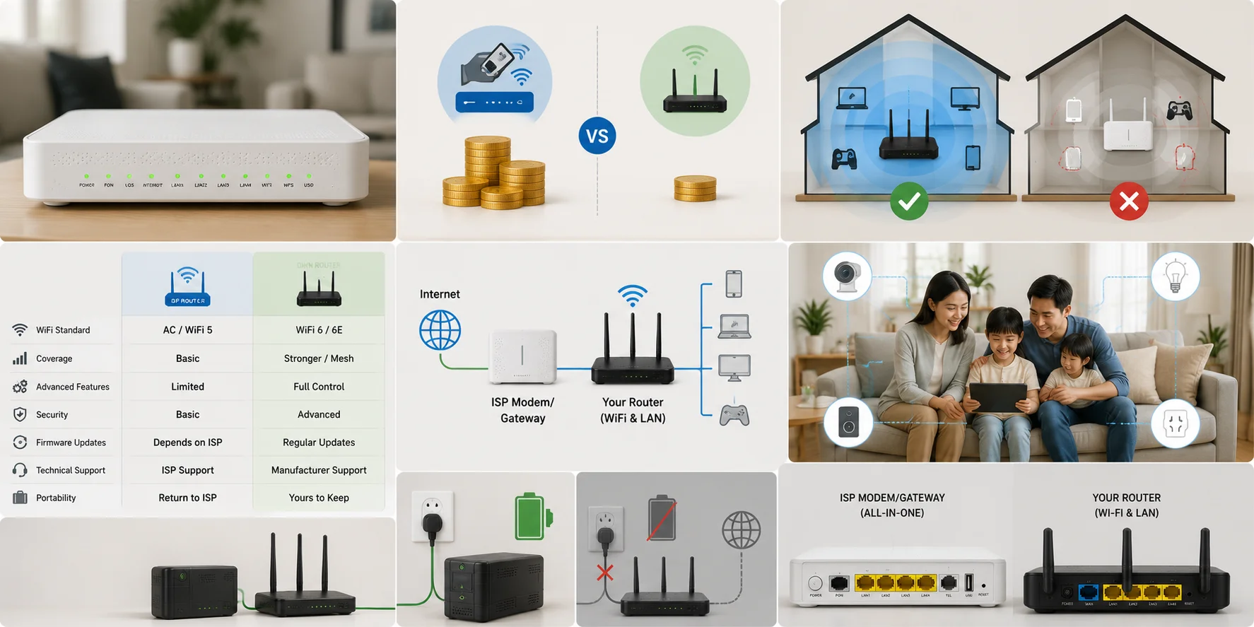 Router mạng nhà mạng (Viettel/FPT/VNPT) khác gì router mua riêng?