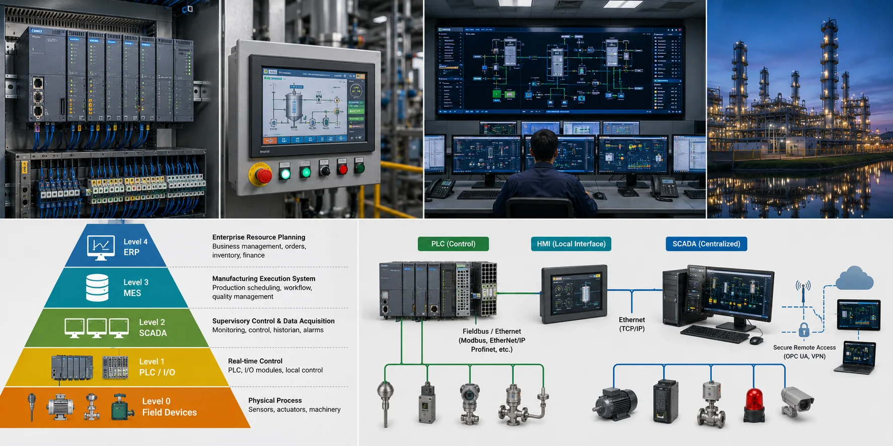 PLC, HMI và SCADA khác nhau thế nào?