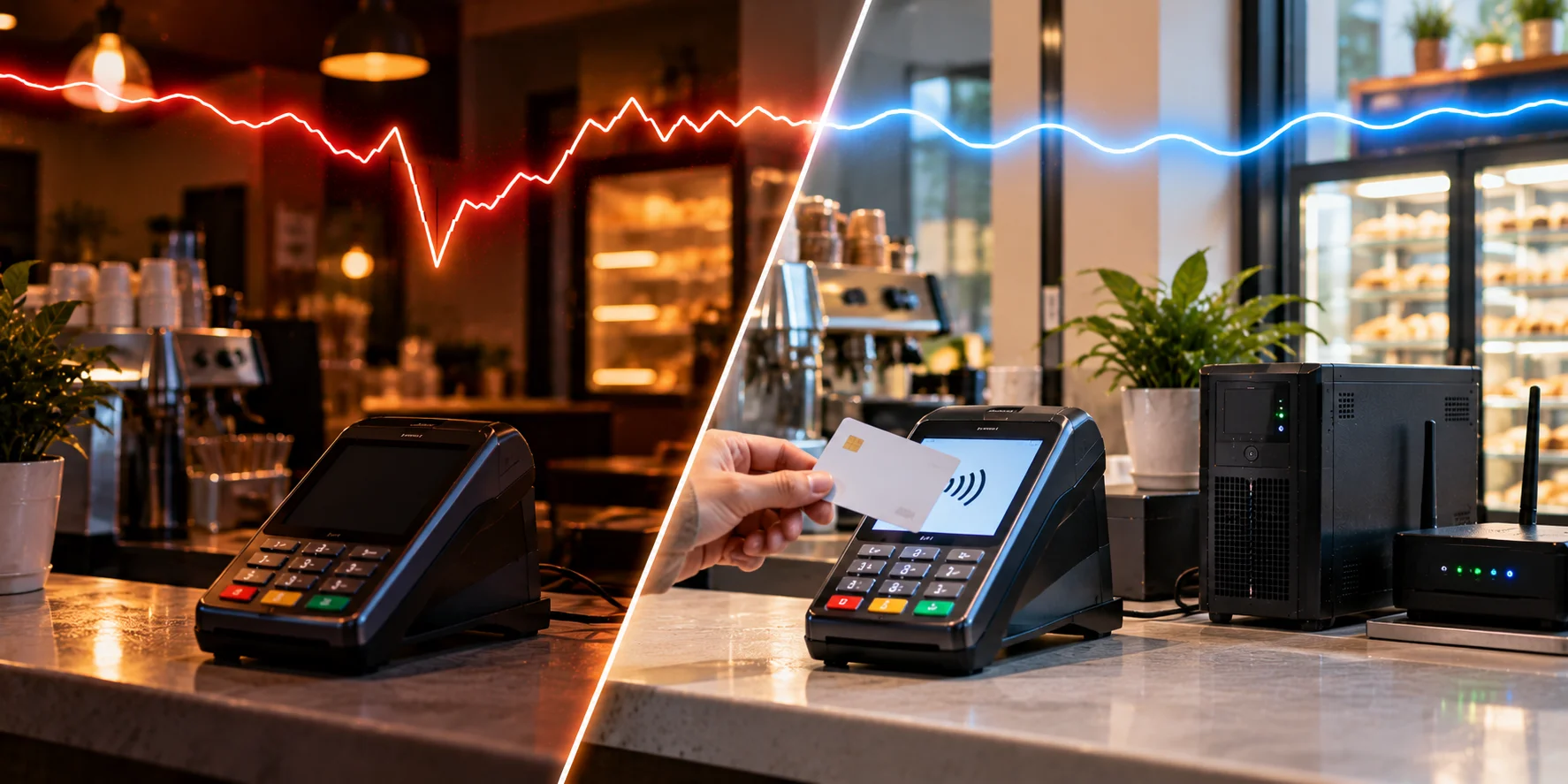 Brownout và Surge trên máy POS: hao mòn thiết bị thầm lặng và rủi ro xung điện từ hệ thống điện chung cửa hàng